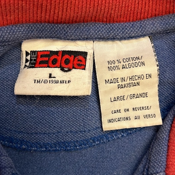 VTG 90’s New York Giants Polo Shirt Denim Blue/Red Fade Cotton Embroidered Large - Picture 3 of 7